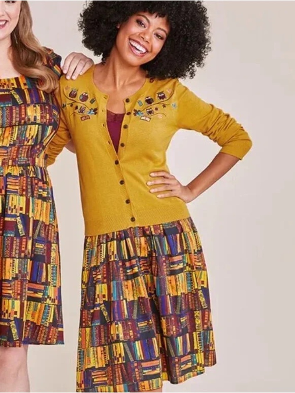 ModCloth Cotton Knee Length “Don’t Judge A Book” Skirt w/ Pockets Size 14